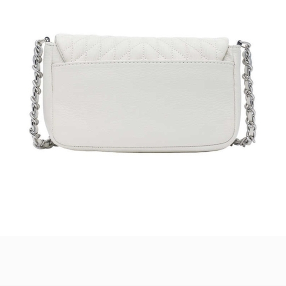 NWT Karl Lagerfeld Paris Agyness White and silver leather crossbody purse - Picture 4 of 15